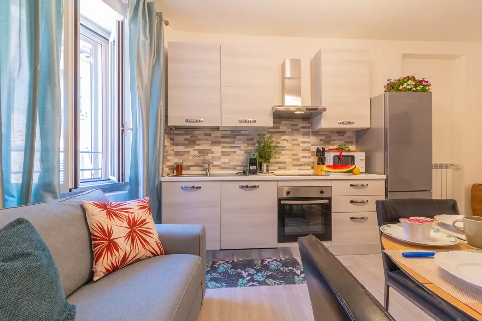 Kitchen and sofa